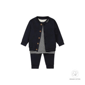 Dirkje – Completo pantaloni cardigan neonato blu