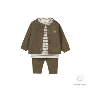 Dirkje – Completo pantaloni cardigan neonato verde